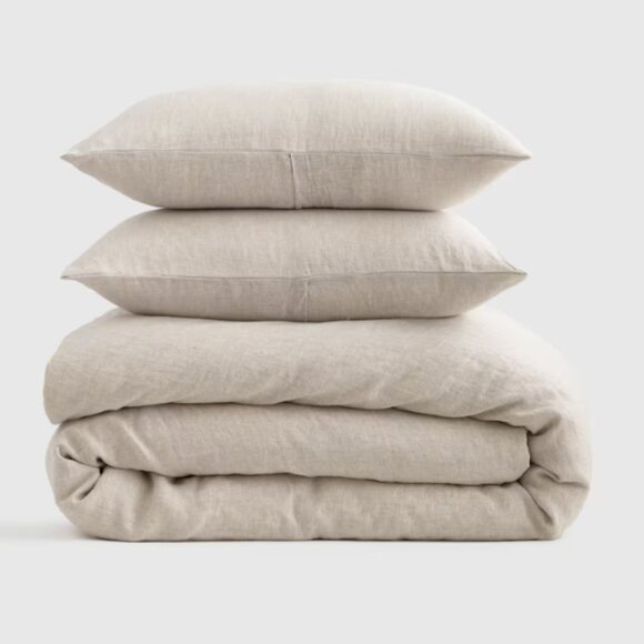 Quince King Cal King European Linen Duvet Cover Set Natural Chambray NWOT - Picture 1 of 4